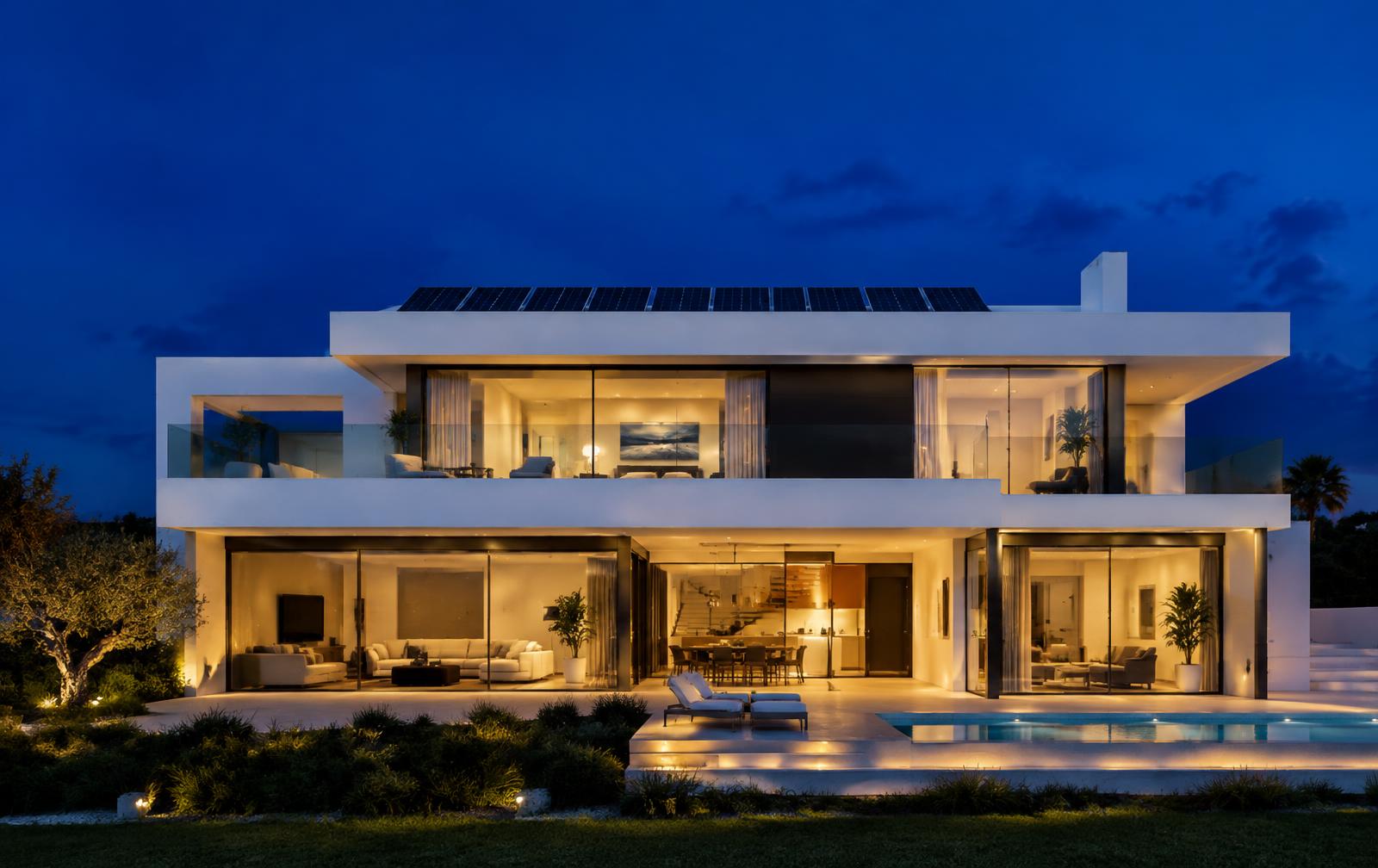Maison contemporaine équipée de panneaux solaires